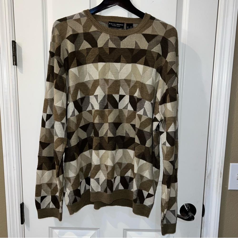 Vintage Crazy Horse Geometric Knit Sweater size XXL